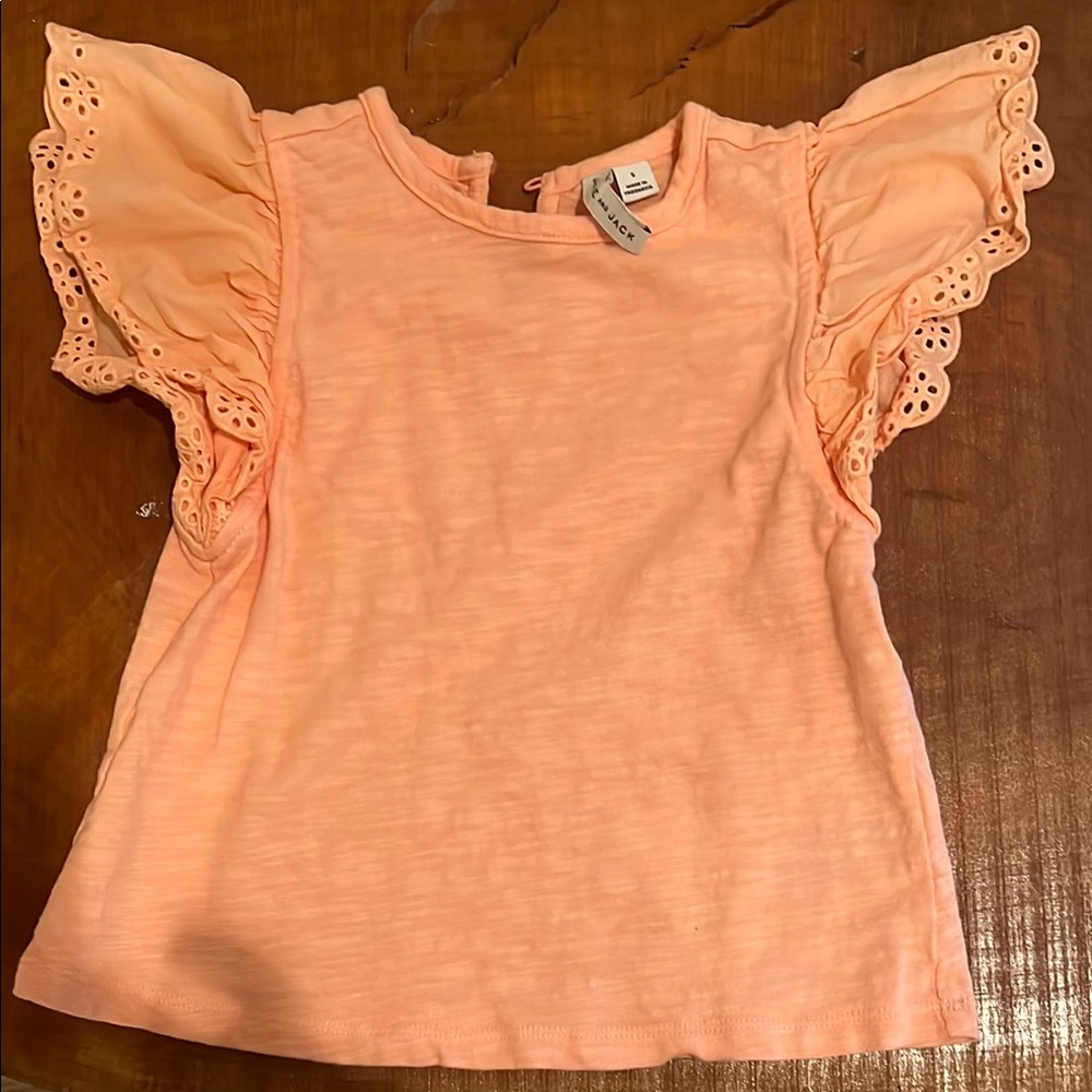 Janie and Jack Orange Eyelet Blouse Flutter Sleeves